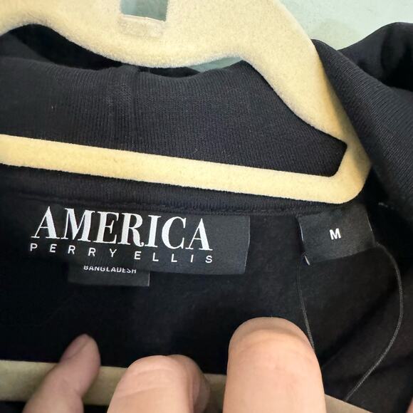 Perry Ellis America Hoodie Mens M Sweatshirt Neon Logo Pullover Fleece Black NWT - Picture 5 of 6